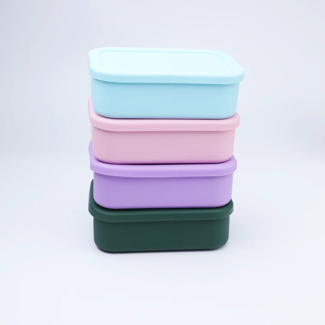 Silicone Bento Lunch Box for Toddlers Kids, 3 Compartments, Leak-Proof & BPA-Free Lunch Container, Microwave & Dishwasher Safe