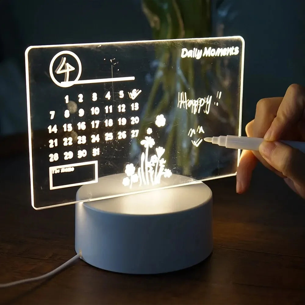 Handwritten Message Board LED Night Light USB Rechargeable Warm Light Kids Girlfriend Gift Home Decor Rewritable Note Pad Lamp