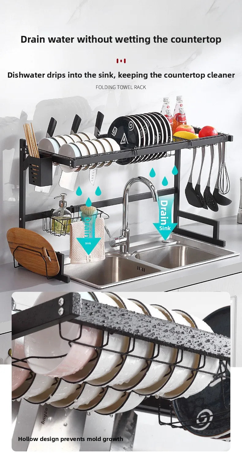 Kitchen Sink Multi-Function Rack Dish Drainer Plate Bowl Storage Shelf Countertop Home Use Organiser Utility Rack Shelf