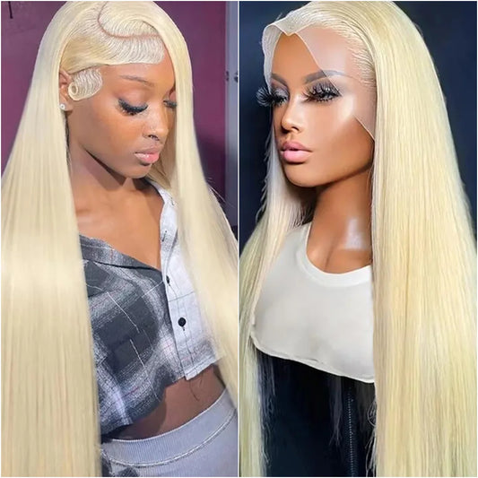 Blonde 613 13x6 Lace Frontal Wig HD 613 Lace Front Human Hair Wig for Women Pre Pucked Straight 100% Human Hair Wigs Can Be Dyed