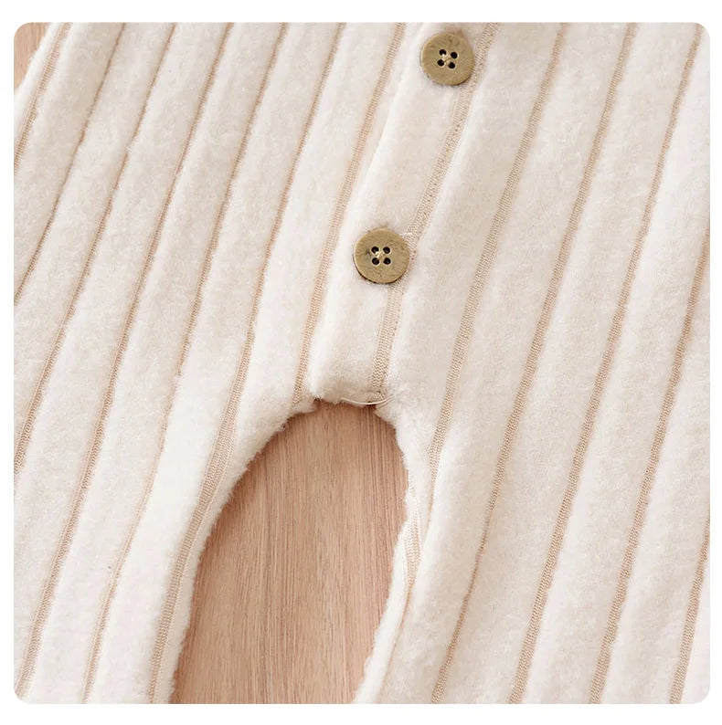 Winter Baby Toddler Onesie+Hats Button Bear Warmth Lovely 0-18 Months Newborn Knitted Romper Round Neck Soft Minimalist Casual