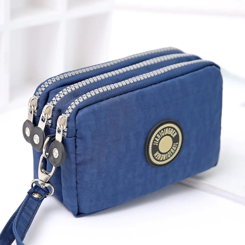 Mini Triple-Zipper Bag – Portable Women’s Wallet, Phone Pouch, Makeup Bag, Coin Purse with Large Capacity