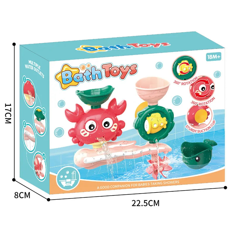 Baby Bathtub Water Play Set Rotating Sprinkler Kids Bath Toys Games for Bath Toddler Bathroom Suction Cup Shower Toys for Infant