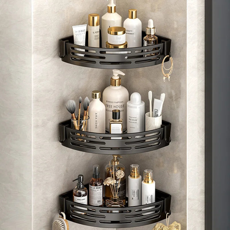 Modern Bathroom Corner Organiser Rack Self Adhesive Shower Shelf For Cosmetics Toiletries Storage Valentines Day Gift Home Decor