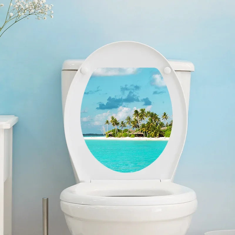 1pc DIY Undersea Animal Pattern Bathroom Decor 3D Toilet Seat Sticker PVC Art Wallpaper Removable Bathroom Decals Toilet Sticker
