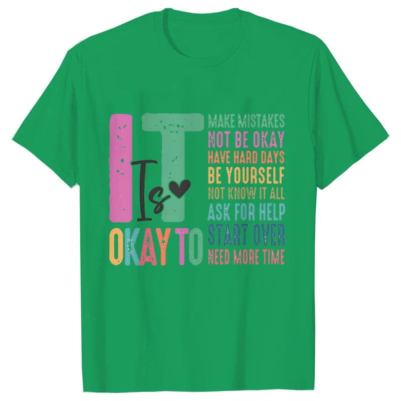 It's Okay To Make Some Mistakes T-shirt for Women Mental Health Shirt Motivational Y2k Tops Short Sleeve Tees Female Clothing