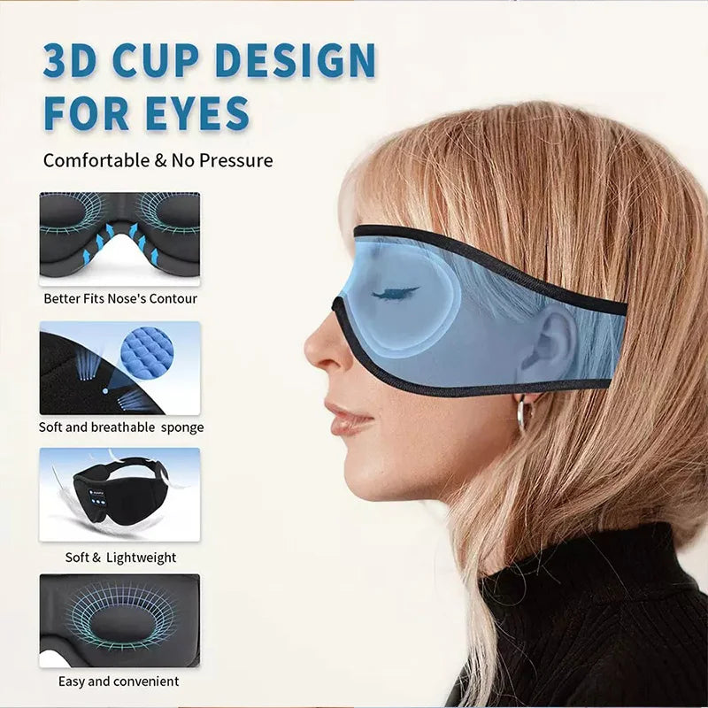 3D Bluetooth Sleeping Headphones Eye Mask