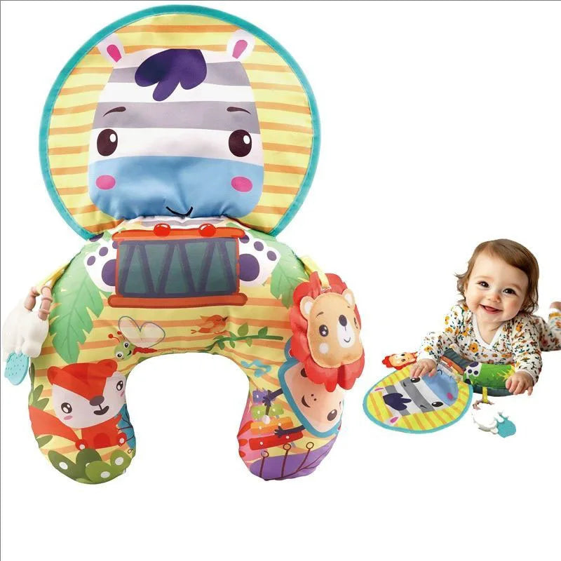 Montessori High Contrast Sensory Toys Baby Pillow Tummy Time Toy Newborn Head-up Training Pillow Teether Rattles 0 -6- 12 Months