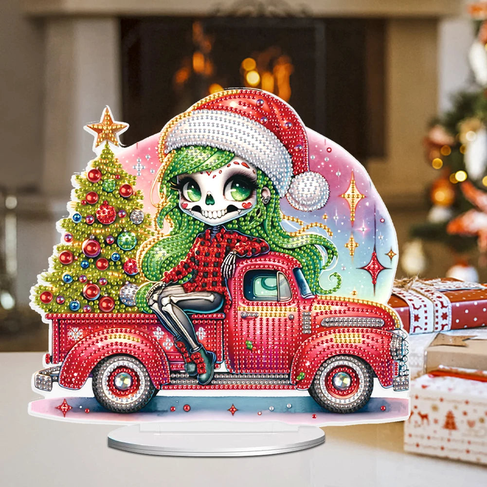 Halloween Special Shape Skull Witch Table Top Diamond Painting Ornament Kits Rhinestones Desktop Ornaments for Home Office Decor