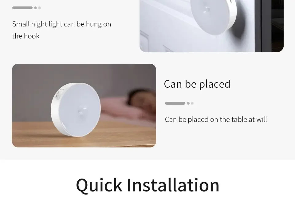 1/3PCS LED Motion Sensor Light Night Light USB Rechargeable Night Lamp for Kitchen Cabinet Wardrobe Lamp Staircase Closet Light