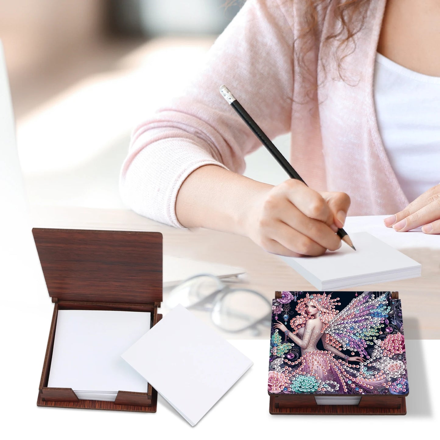 Special shaped Diamond Art Painting Sticky Note Box kits,Animal Fairy partial Diamond Art note box for Home Office decorate Gift