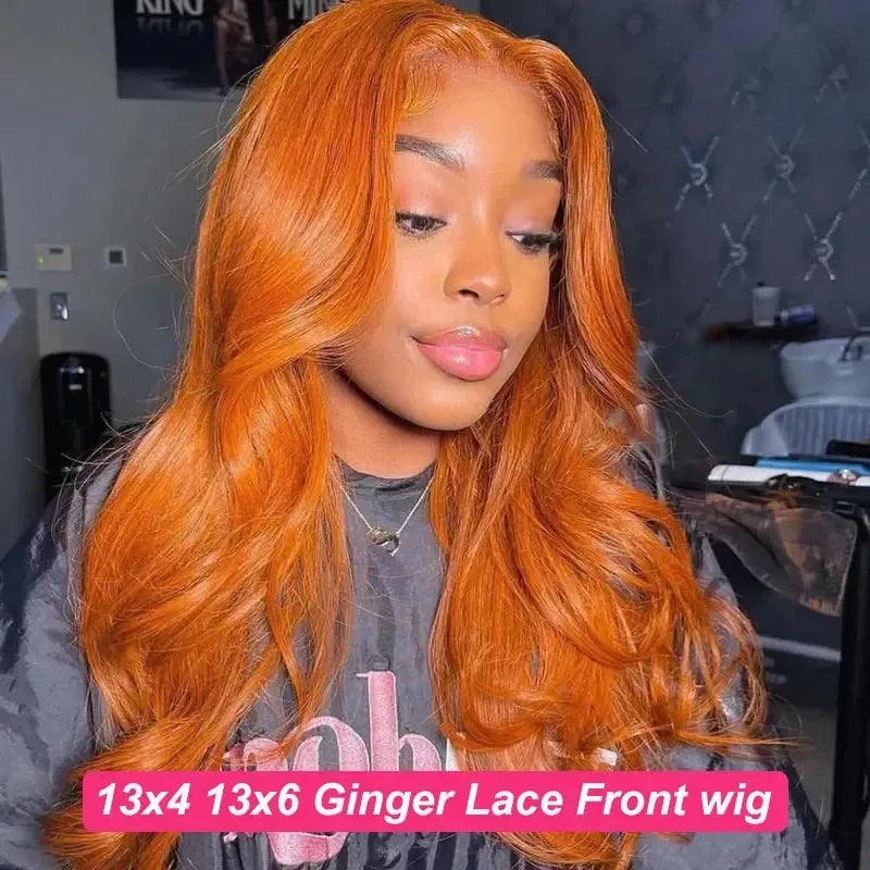 30 36 Inch Body Wave Ginger Orange 13x6 HD Lace Front Wigs 220 Density Colored Preplucked Wig 13x4 Lace Frontal Wigs For Women