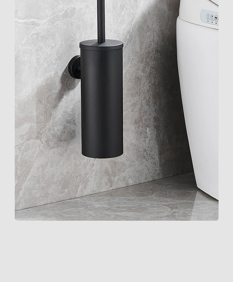 Stainless Steel Bathroom Toilet Brush Holder Accessories Black Toilet Brush Wall Mounted WC Cleaner Brush FR07