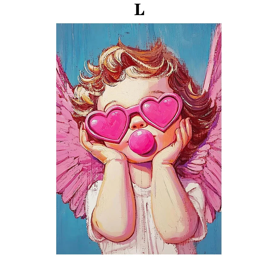 Poster Full Of Love Declaration Of Love Couple Red Heart Cupid Fashion Wall Art Canvas Painting Nordic Poster Nuptial home De