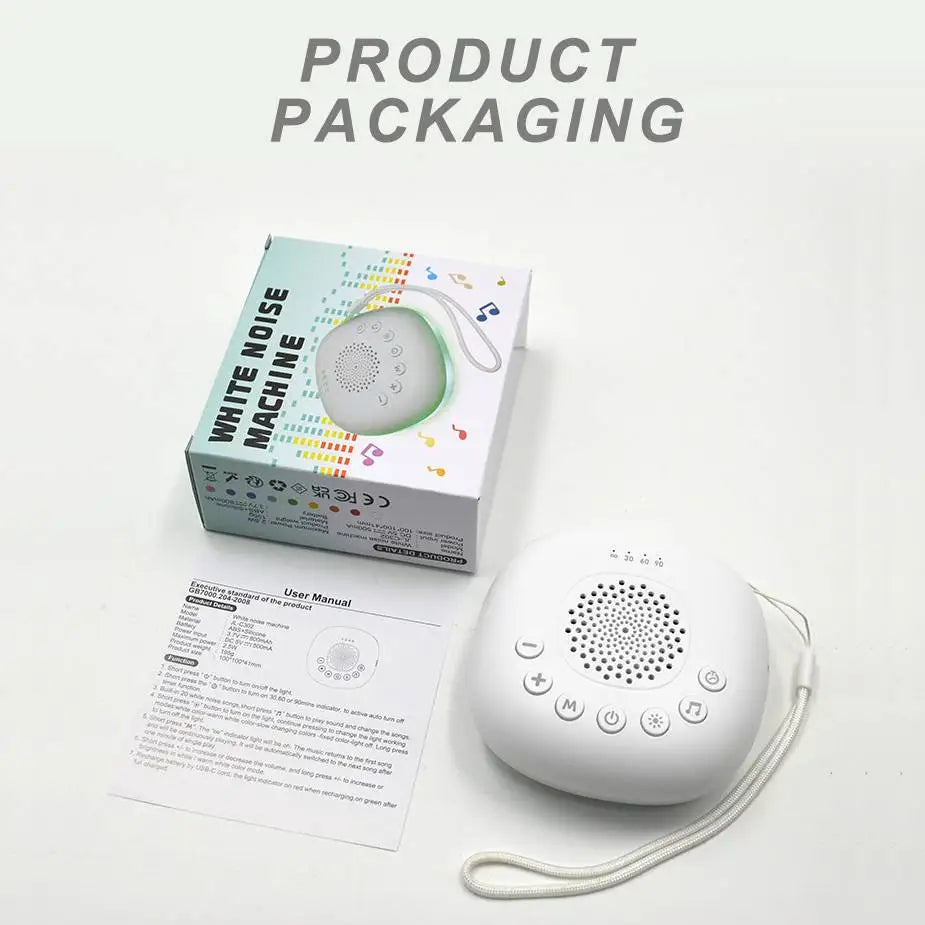 Portable White Noise Machine Sleep Aid with LED Breathing Light And 20 Types of Light Music - Meditation Device for Relaxation