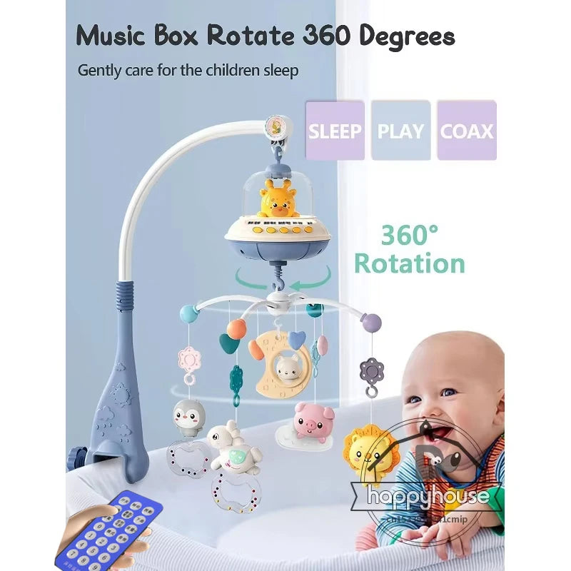 Musical Baby Crib Mobile with Lights Music Projection for Infants Remote Control Crib Toys for Newborn Baby Mobile for Crib Toys