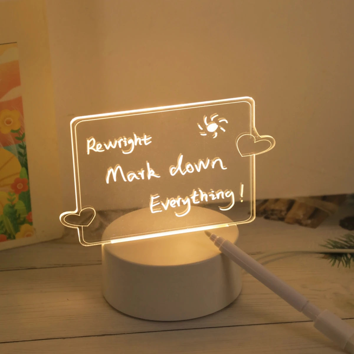 USB Creative 3D Luminous Erasable Love Pen Night Light, Message Night Light, Birthday Gift Light, Bedroom Decoration Light