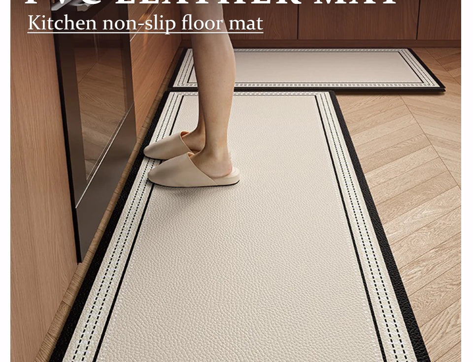 Kitchen Mat Waterproof Non-slip Rugs Leather Carpet Anti-fatigue Pvc Floor Mats Oil-proof Easy To Clean Anti-slip Area Long Rug