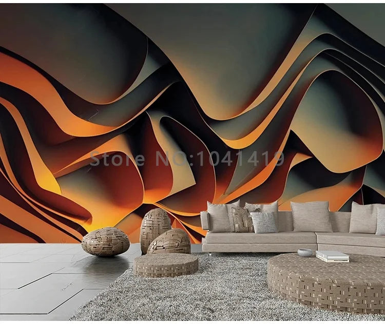Custom Luxury Abstract Wave Mural 3D Wallpaper