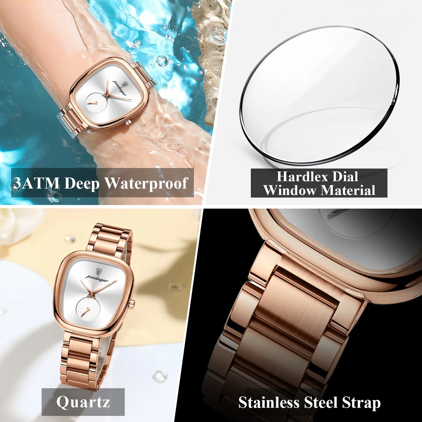 POEDAGAR Fashion Watch For Woman Waterproof Stainless Steel Quartz Couple Watches High Quality Ladies Wristwatch Girlfriend Gift