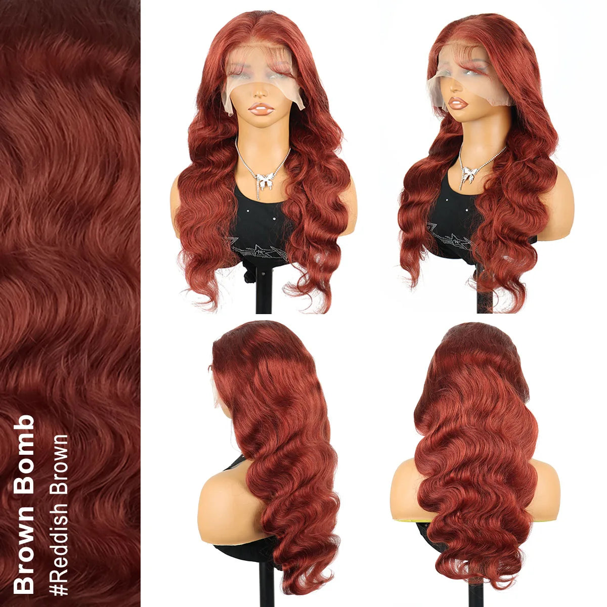 250 Density Reddish Brown 13x6 HD Lace Frontal Wig 30 36 40 Inch Colored 13x4 Body Wave Colored Lace Front Remy Human Hair Wig