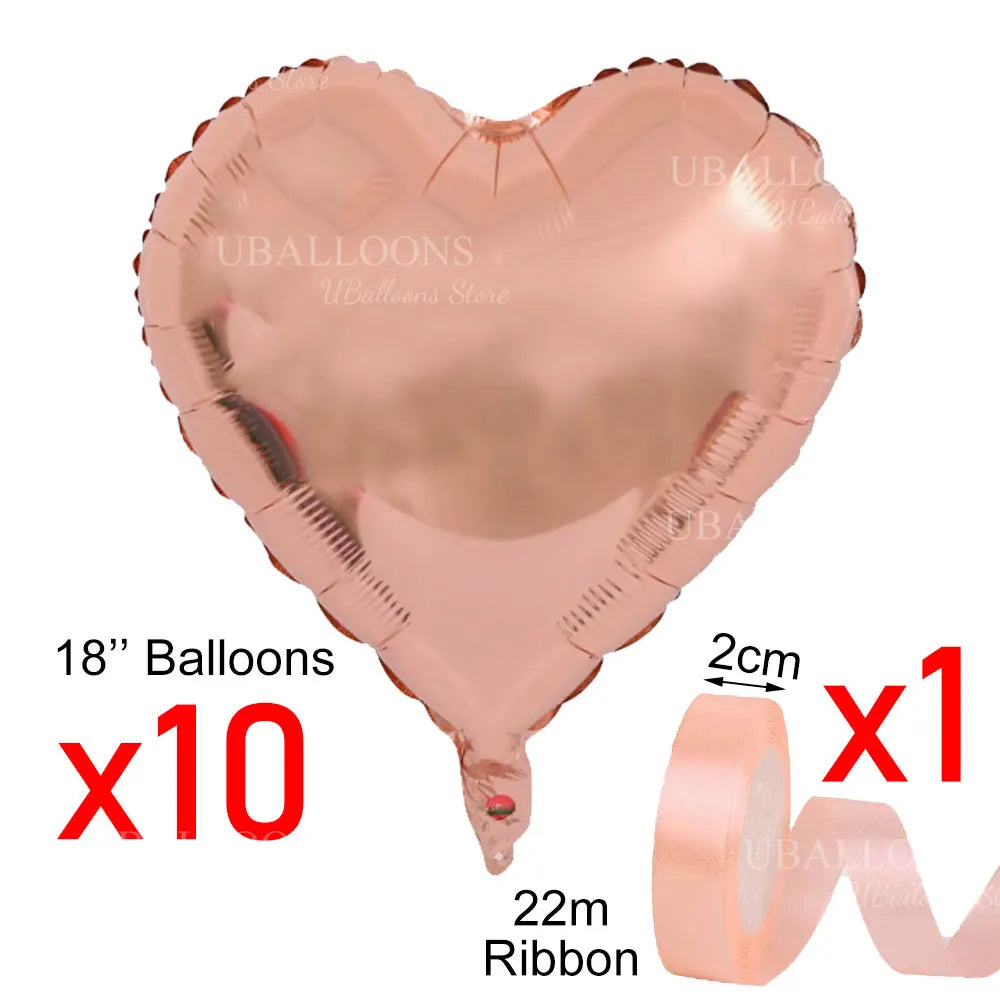 10/20pcs Hanging Heart Balloons Love Foil Heart Shaped Balloons with Ribbon for Wedding Engagement Birthday Valentines Day Decor
