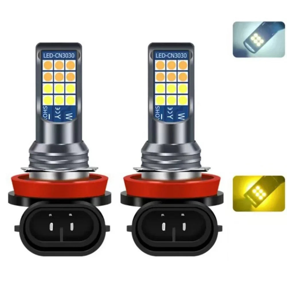2Pcs Dual Color Car Fog Light Bulb DC 10-30V 35W H11 H8 Auto Fog Lamp 3000-6000K Car LED Fog Lamp Yellow White IP67 Waterproof