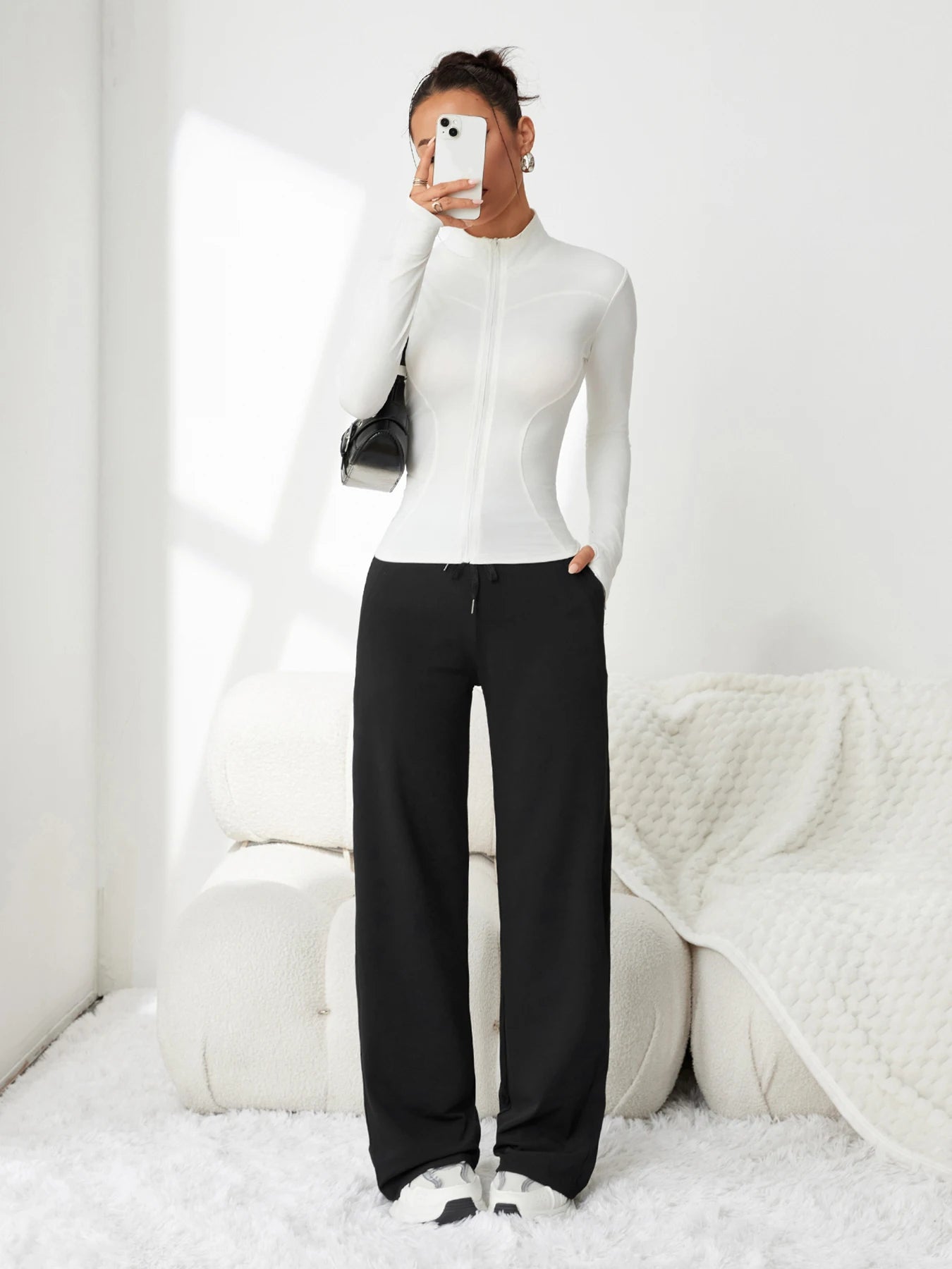 Ice silk pants for women summer soft comfortable and breathable wide-leg pants new high-waisted slimming casual pants