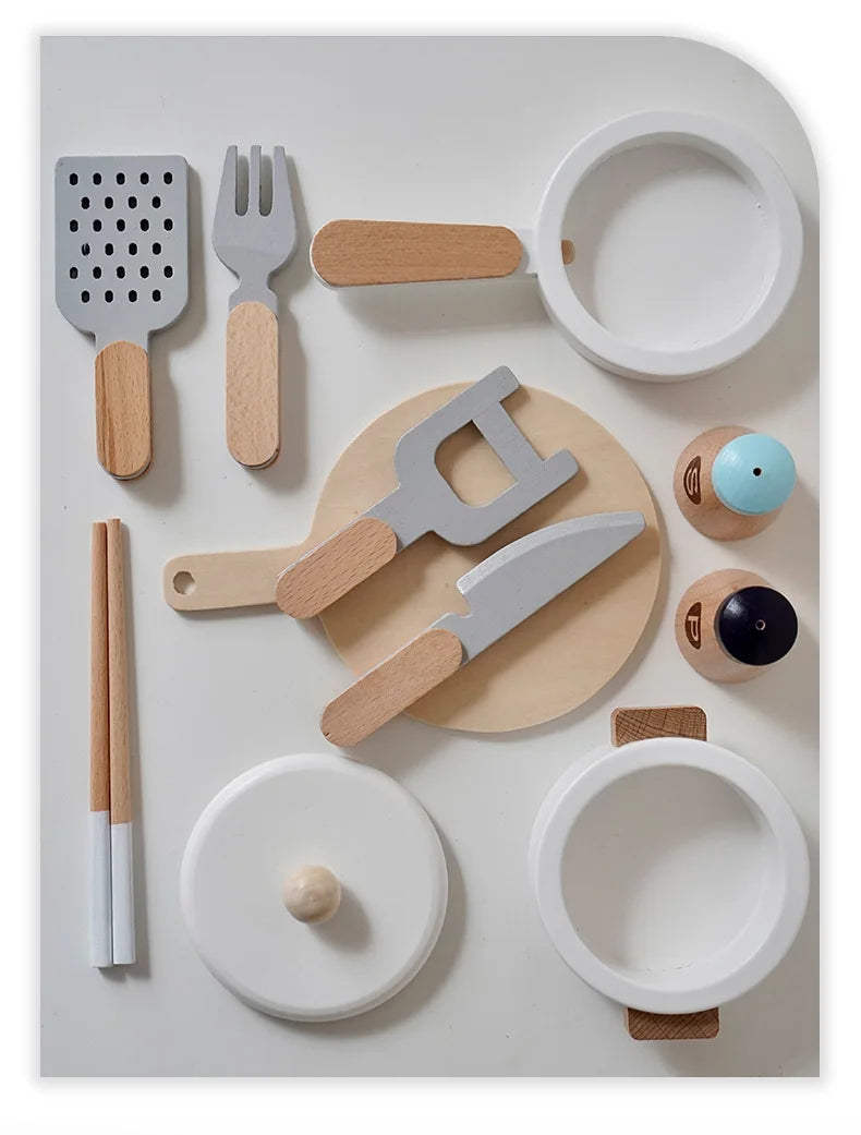 Wooden Pretend Play Kitchen Toys Cutting Food Accessories Set Fruit Vegetable Bakery Meat fish Early Educational Cognition Toys
