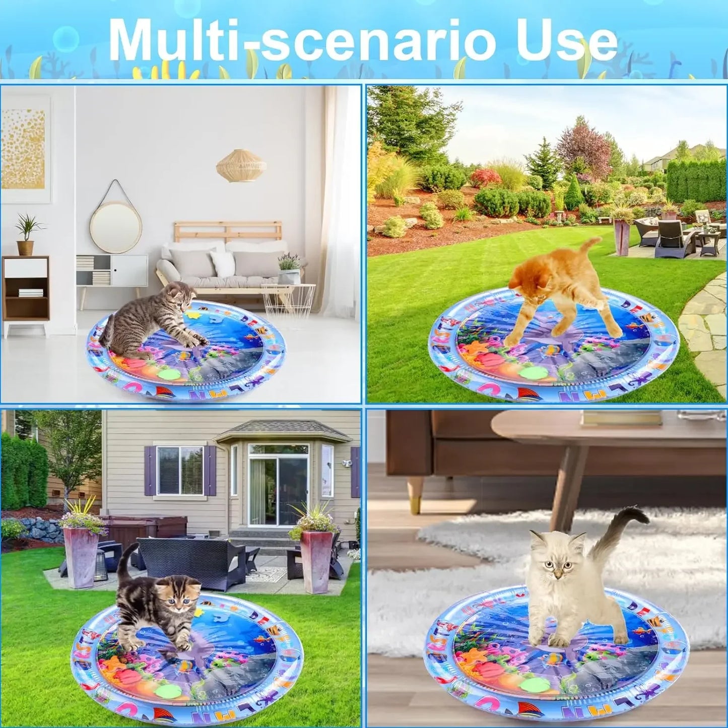 Pet Water Play Mat Cat Water Sensory Play Mat Baby Water Absorbent Play Mat Swimming Ring Crawling Mat Thickened Cat Toys