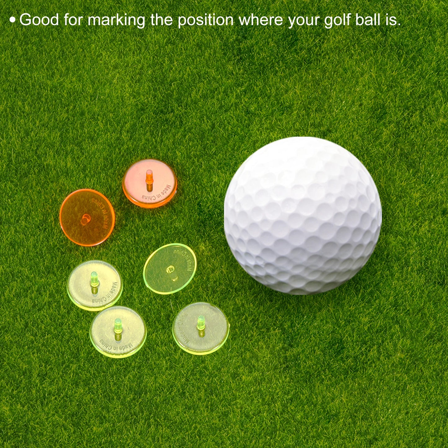 Golf Ball Marker, 50 Pack 24mm Round Transparent Flat Position Mark Places Marking Tool Golf Sport Accessory, Blue Green