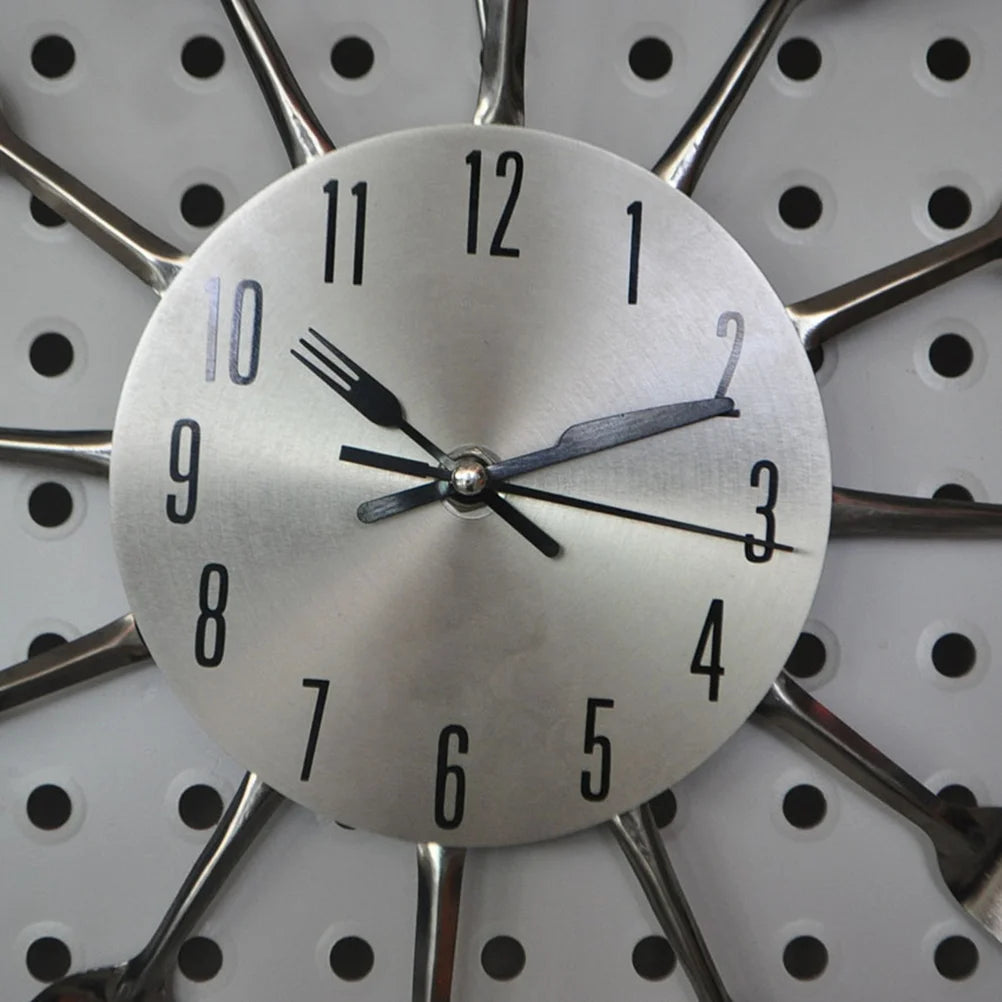 Silver Aluminum Wall Clock Kitchen Decor