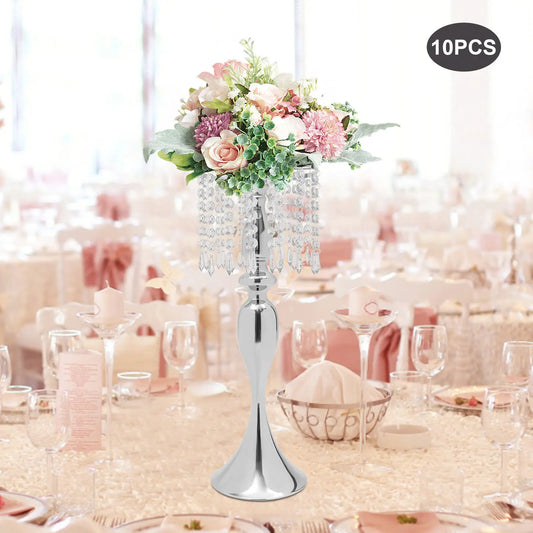 10PCS Tabletop Crystal Wedding Flower Vase Decoration For Banquet Party Wedding