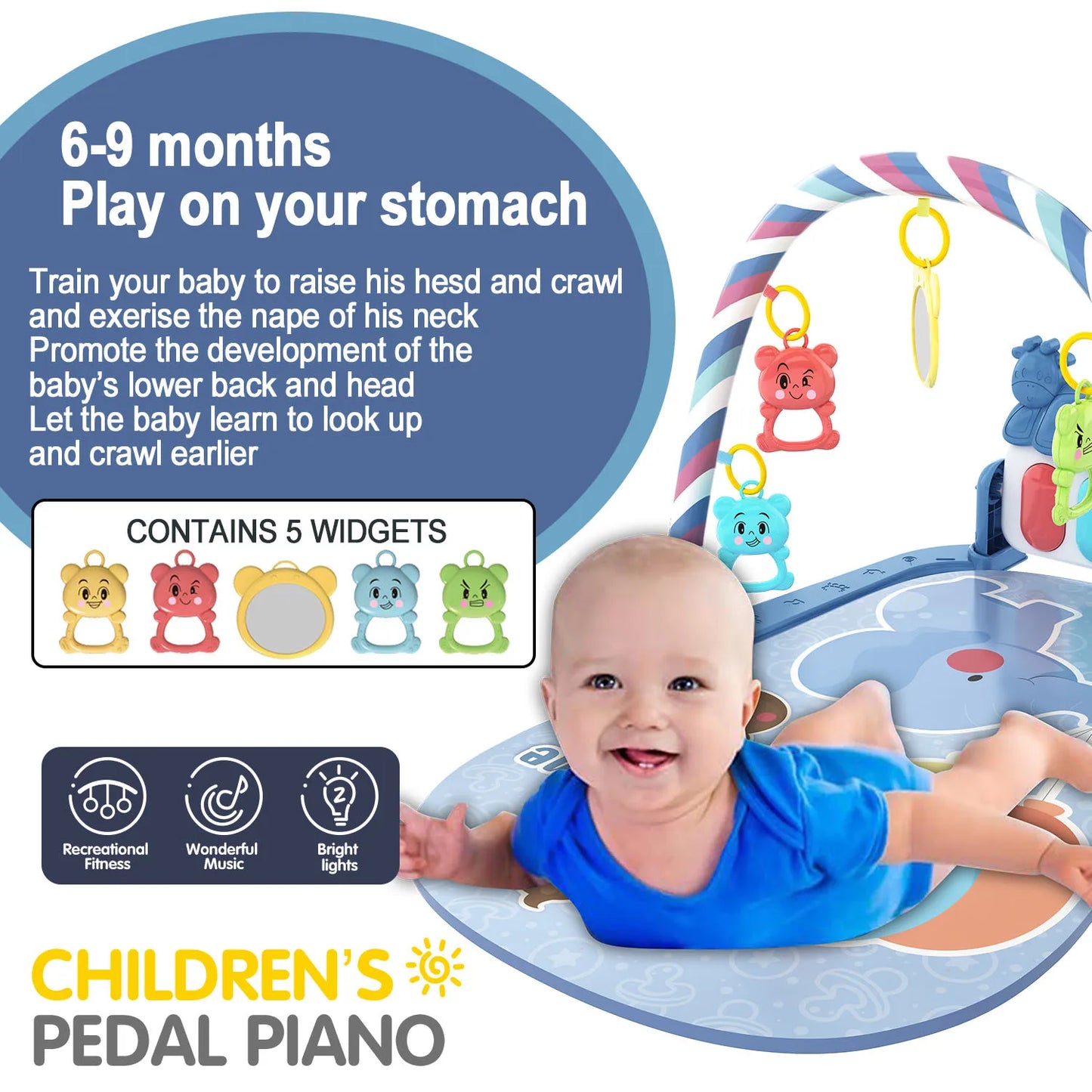 Children’s Pedal Piano – Early Education Music Toy with Light-Up Crawling Mat for Baby Fitness and Learning