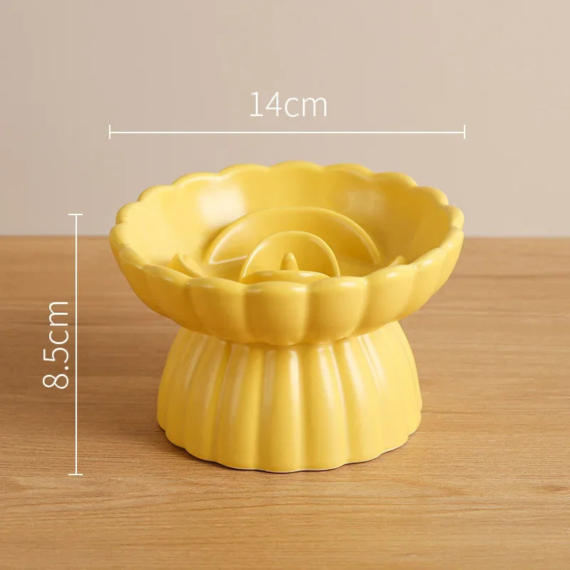 Ceramic Pet Feeder Bowl – Elevated Slow Feed Anti-Choking Bowl for Cats & Small Dogs