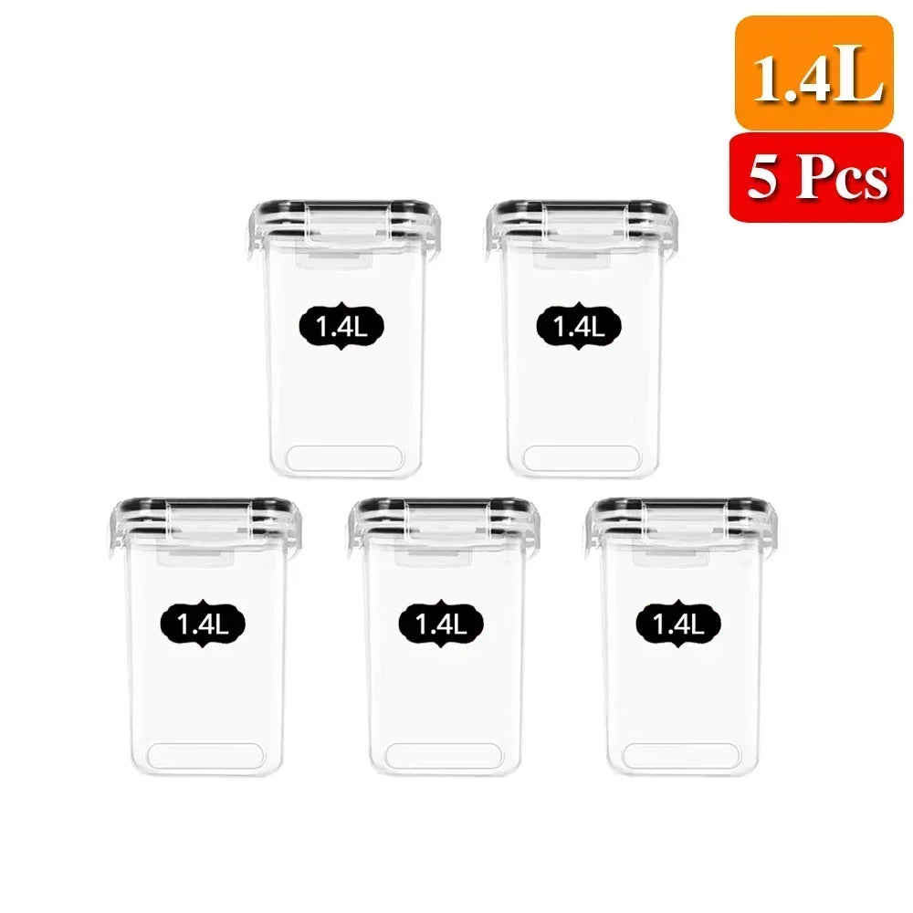 Food Storage Containers Kitchen Organiser and Storage Container with Lids Refrigerator Noodle Box Tank Sealed Cans 5Pcs Set