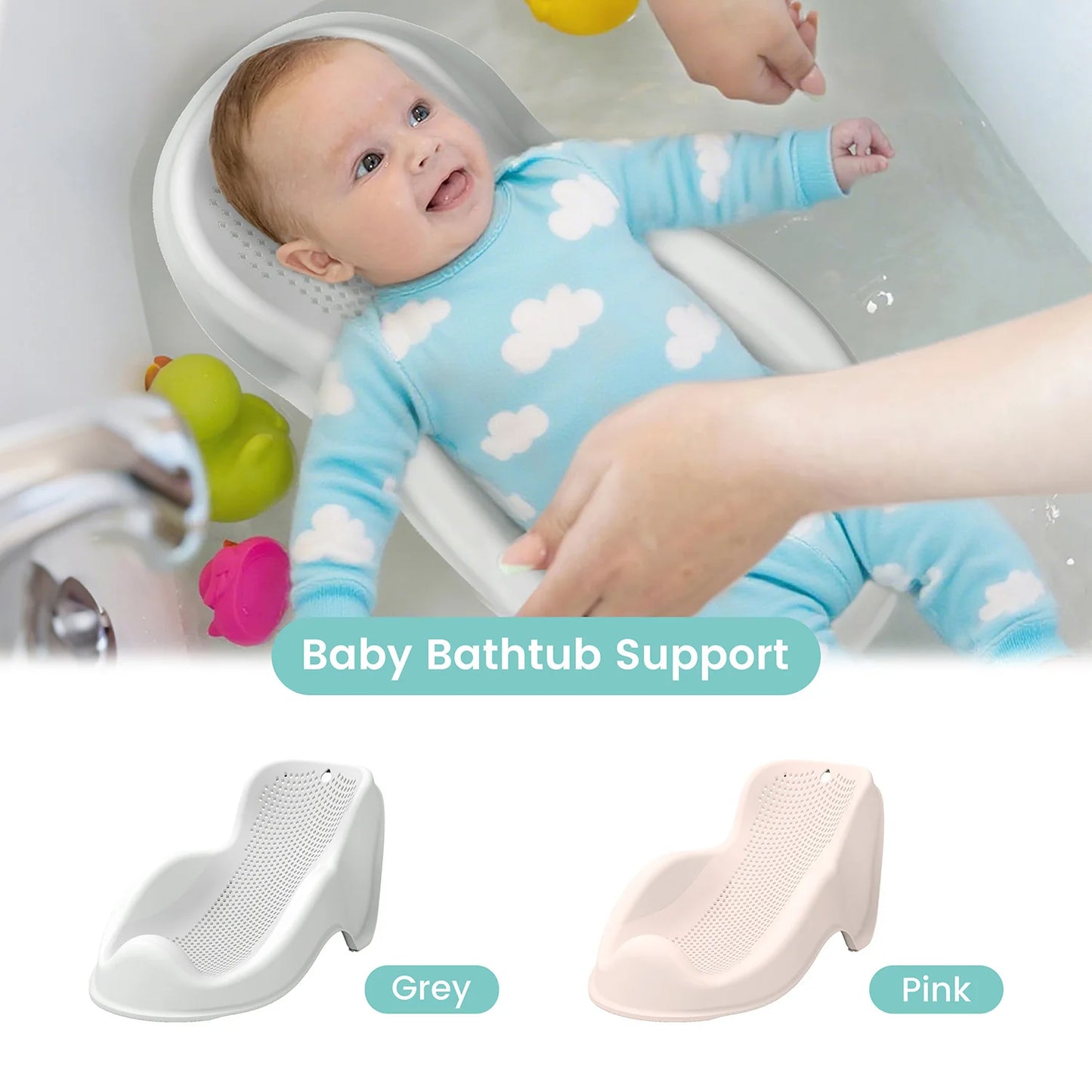 Soft Baby Bath Support for Newborns - Ergonomic, Easy to Clean & Comfortable Anti-Slip Infant Bath Seat with Quick Drying Design