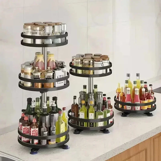 Rotatable Kitchen Storage Rack kitchen Accessories Spice Storage Rack Clean Storage 360 Degrees Rotatable Organiser Turntable