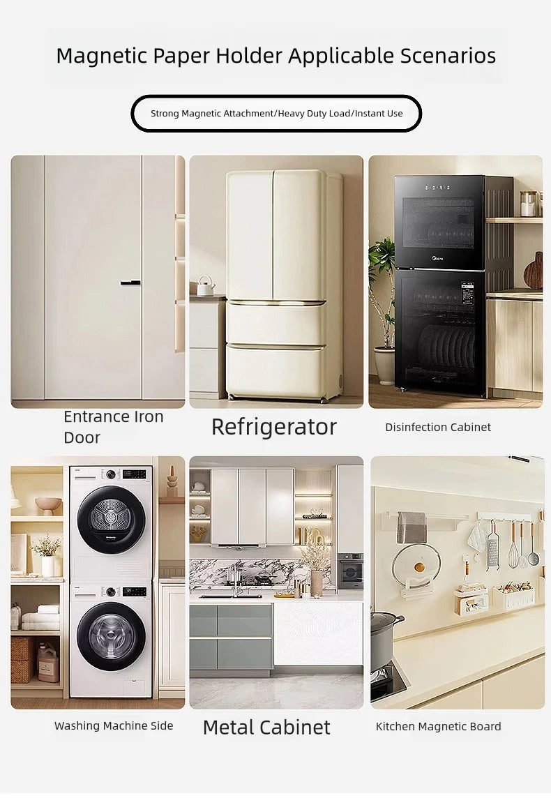 1 magnetic self-adhesive wall-mounted tissue holder with cling film, easy magnetic installation, suitable for kitchen, bathroom