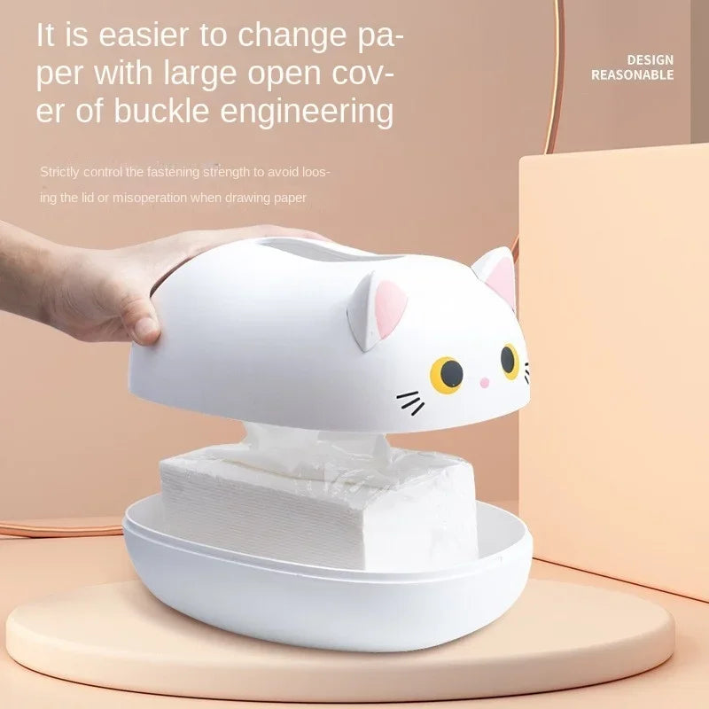 Kawaii Cat Tissue Box Living room Napkin Storage Box Kitchen Paper Container
