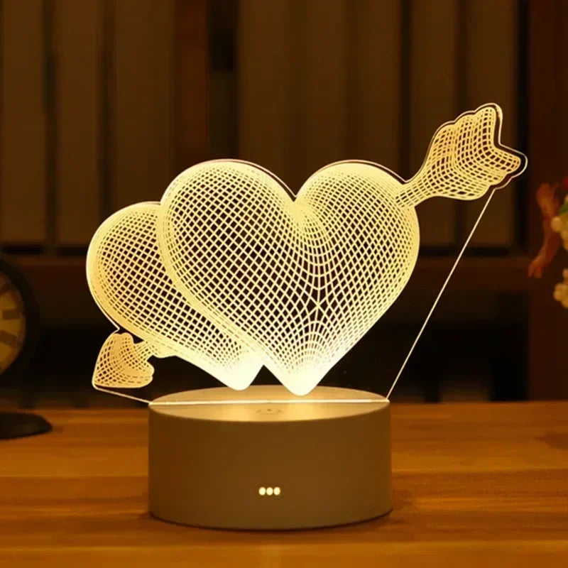 Creative 3D Acrylic Night Light USB Operated Bedroom Bedside LED Table Lamp Ornaments Christmas Holiday Birthday Event Gift
