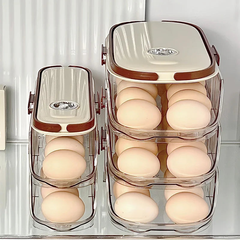 1 piece, Egg storage box, automatic rolling refrigerator egg rack storage, hand-held egg refrigerator side door storagerack