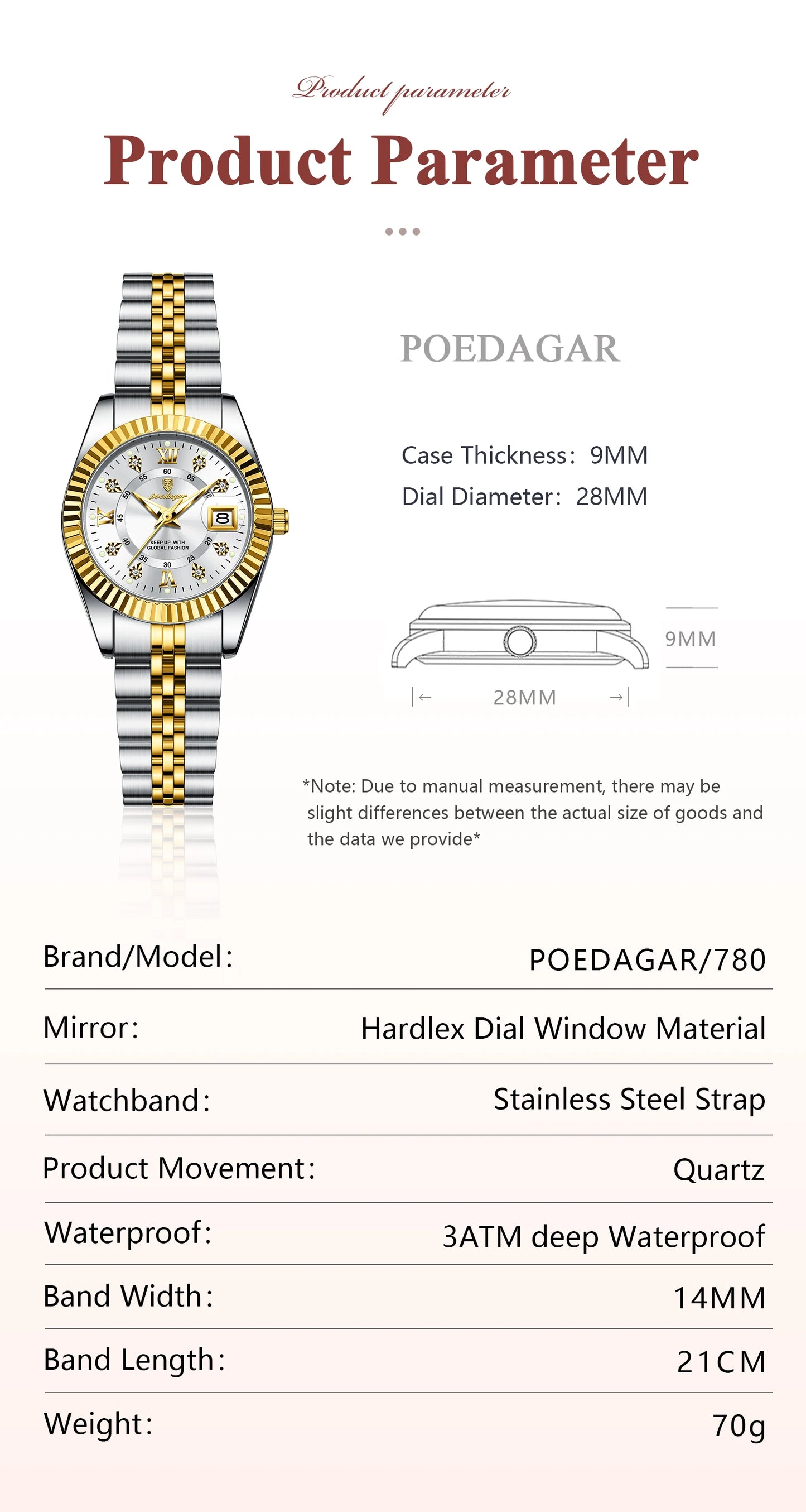 POEDAGAR Luxury Women's Watches Waterproof Luminous Date Ladies Wristwatch Stainless Steel Elegant Quartz Watch For Women Reloj