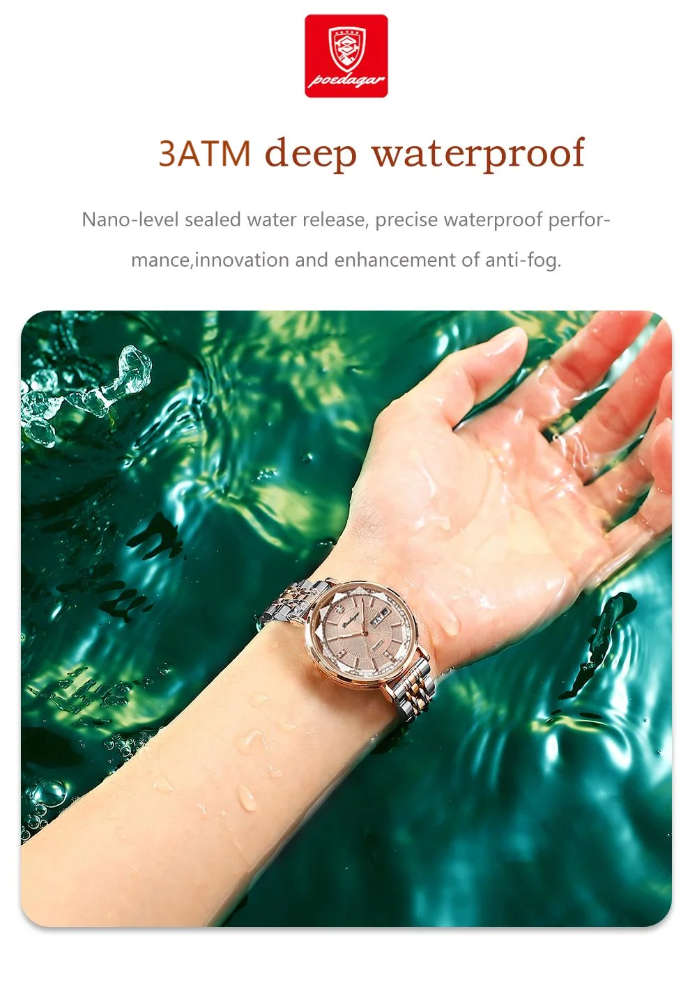 POEDAGAR Top Luxury Brand Woman Watch Waterproof Date Week Elegant Ladies Wristwatch High Quality Fashion Quartz Women's Watches