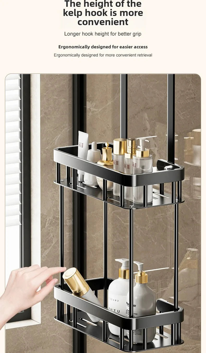 1/2/3 Tiers Bathroom Punch Free Wall-mounted Storage Rack Shower Room Over The Door Toiletries Organizer Bathroom Hanging Shelf