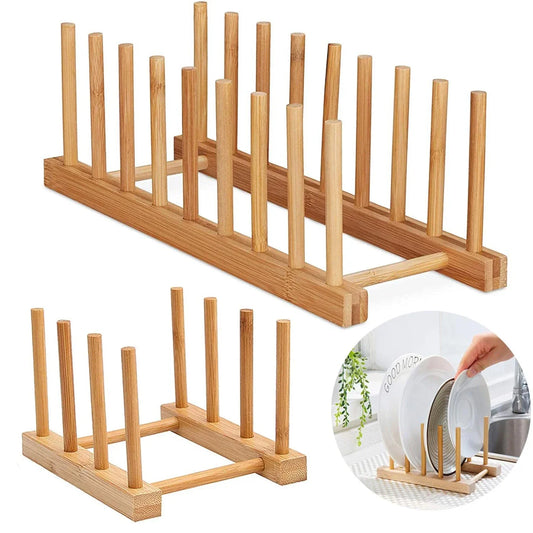 Wooden Dish Drainer Rack Kitchen Dishes Stand Plate Dish Drying Rack Pot Lid Racks Kitchen Organiser Drying Cups Display Shelf