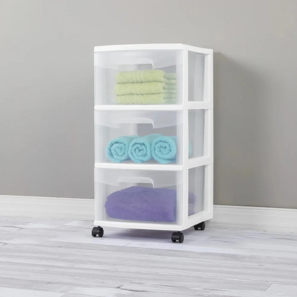 3 Drawer Trolley, White