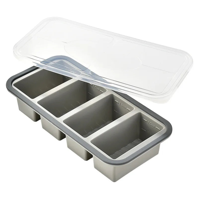 2/3/4 Cavity Silicone Ice Cream Mold with Lid Giant Large Freezer Tray BPA Free Food Storage Container Popsicle Maker Tool DIY