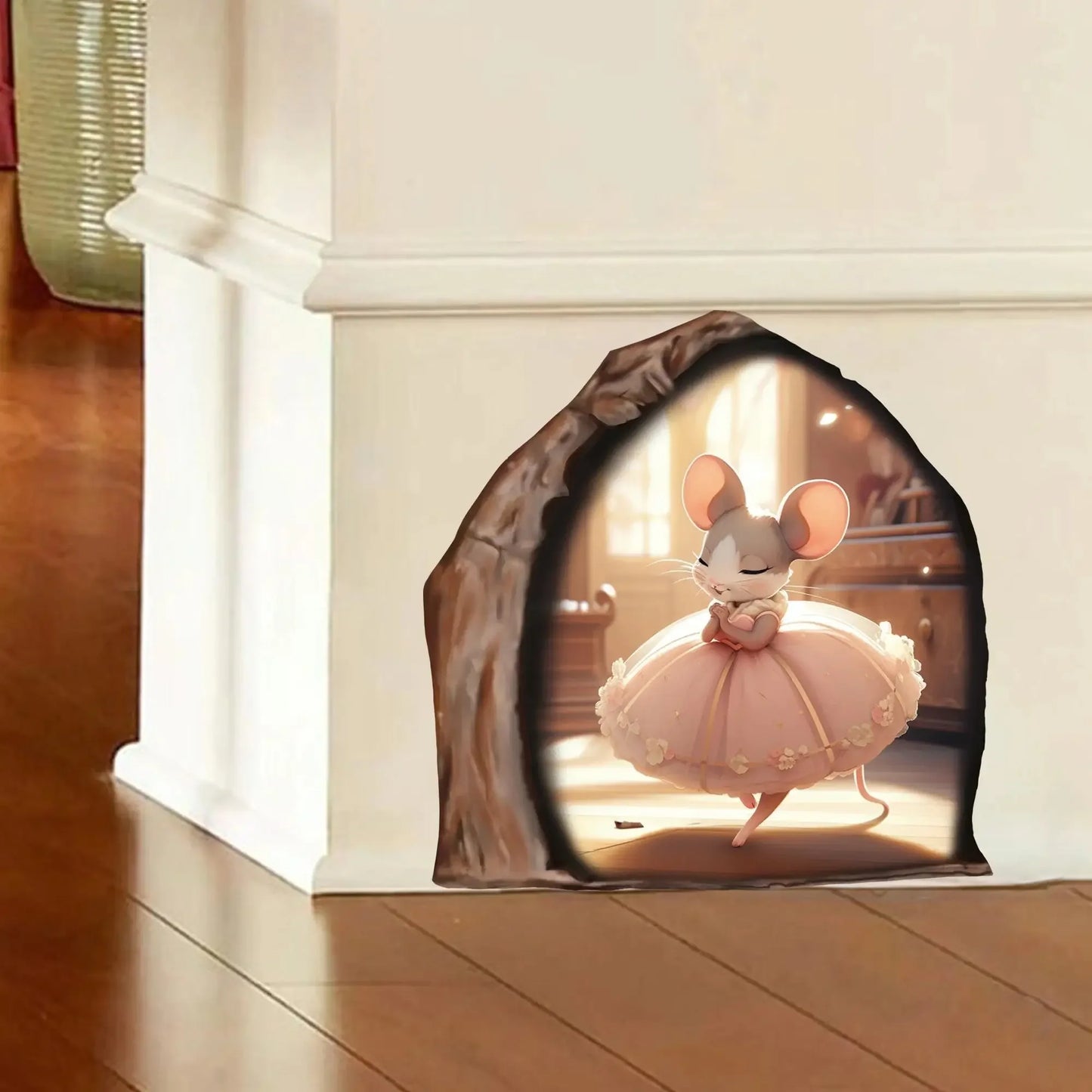 6pcs Different 3D Mouse Hole Wall Stickers for Corner Stairs
