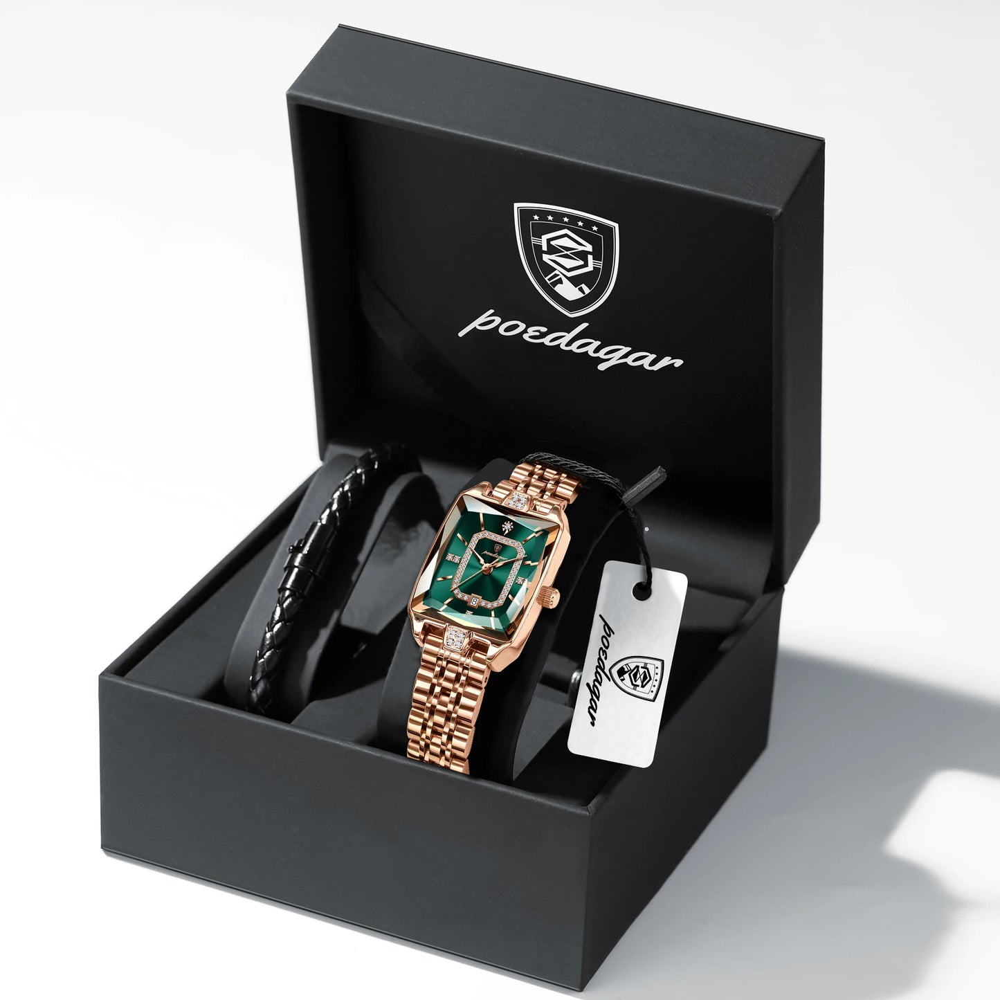 POEDAGAR Fashion High Quality Women Wristwatch Waterproof Date Ladies Watch Rectangle Stainless Steel Women's Quartz Watches+Box